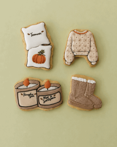 biscuiți de toamnă cadou Cozy Autumn cu pulover și dovleac BISQ